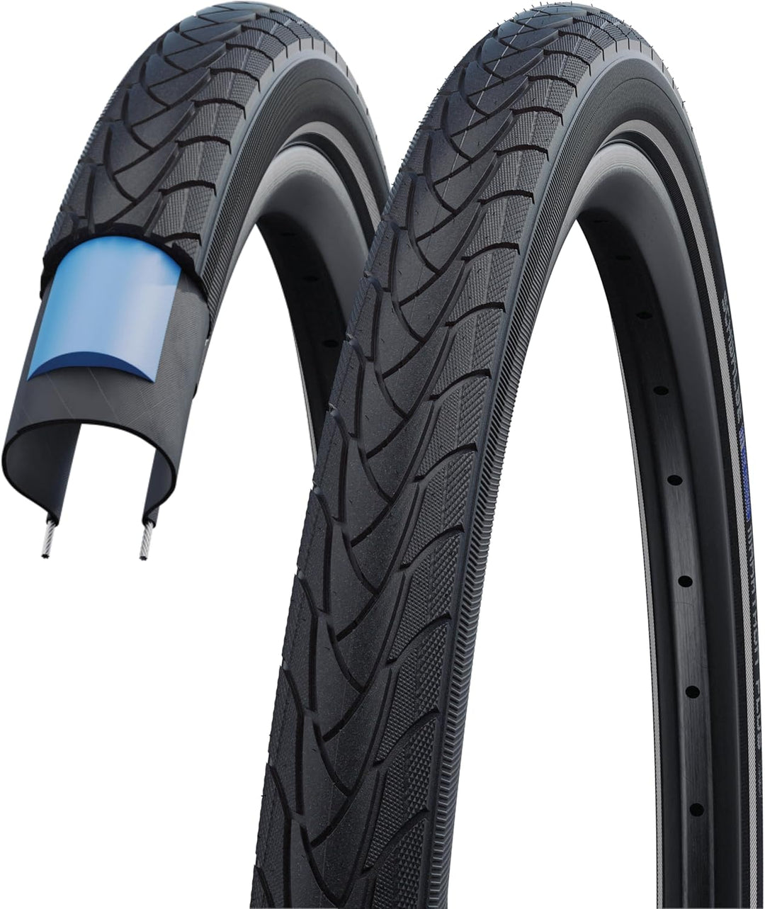 Schwalbe - Marathon Plus Reflex – Trekkingreifen mit Reflexstreifen für Fahrräder. 26x1.35, 26x1.35