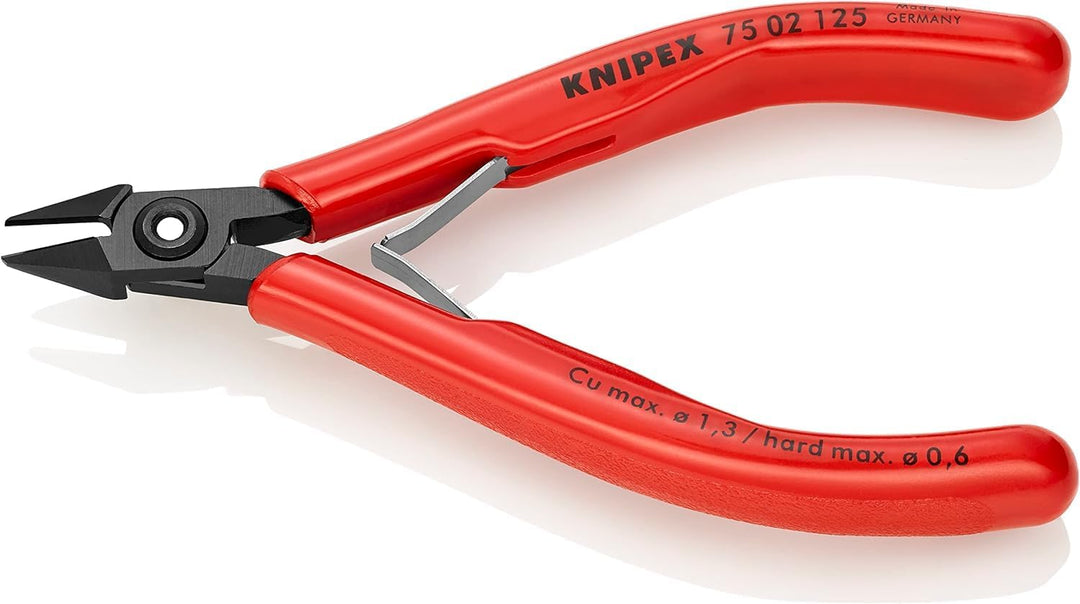 Knipex Elektronik-Seitenschneider brüniert, mit Kunststoff-Hüllen 125 mm (SB-Karte/Blister) 75 02 12