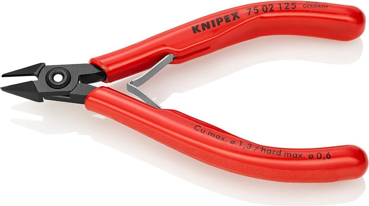Knipex Elektronik-Seitenschneider brüniert, mit Kunststoff-Hüllen 125 mm (SB-Karte/Blister) 75 02 12