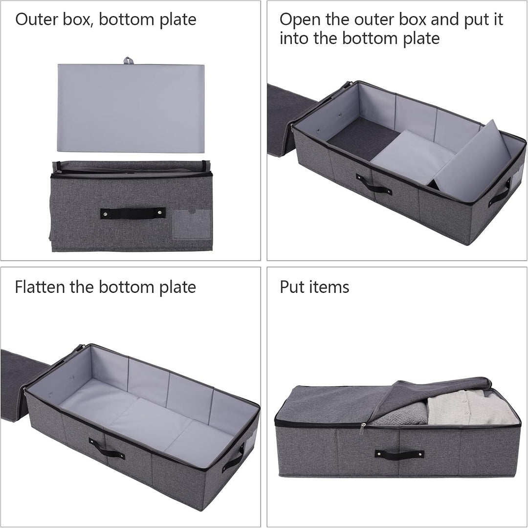 Faltbare Aufbewahrungsbox unter dem Bett mit Kunststoffeinlage, Griffen, Reissverschluss-Deckel, Dec