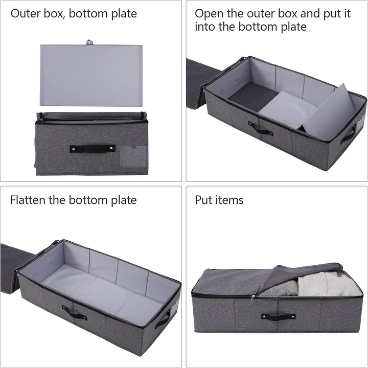 Faltbare Aufbewahrungsbox unter dem Bett mit Kunststoffeinlage, Griffen, Reissverschluss-Deckel, Dec