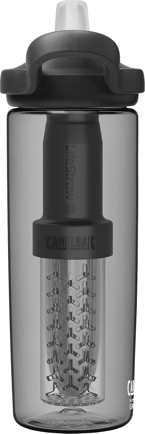 Camelbak Eddy+ gefiltert durch Lifestraw Water Bottle Holzkohle Holzkohle 600ML, Holzkohle 600ML