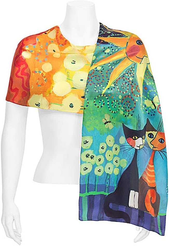 VON LILIENFELD Schal Damen 100% Seide Rosina Wachtmeister: Dolce Vita Katzen Kunst Motiv Halstuch 17
