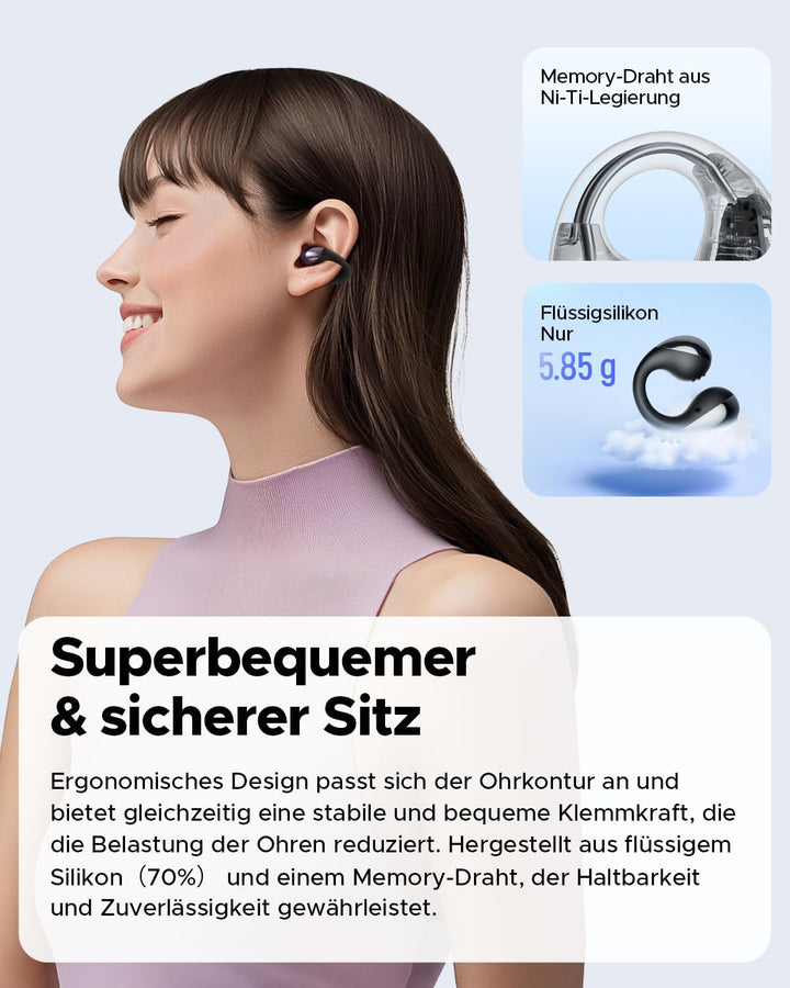 SoundPEATS PearlClip Pro Open Ear Bluetooth Kopfhörer, Clip On Kopfhörer Bluetooth 5.4 Earbuds, ganz