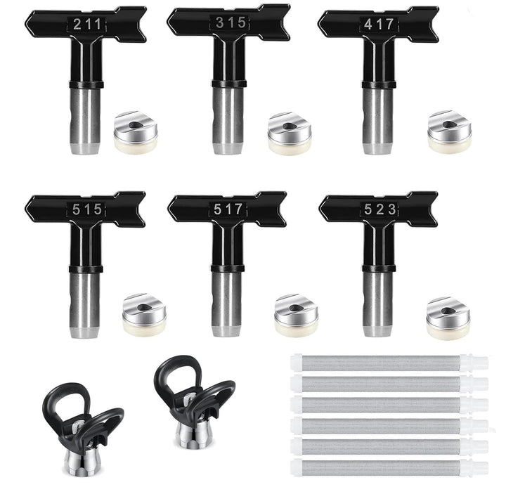 Airless Düse mit Spitzendichtung, 6 Stück Reversible Sprühspitzen,Spray Maschinenspitze Verschleissf