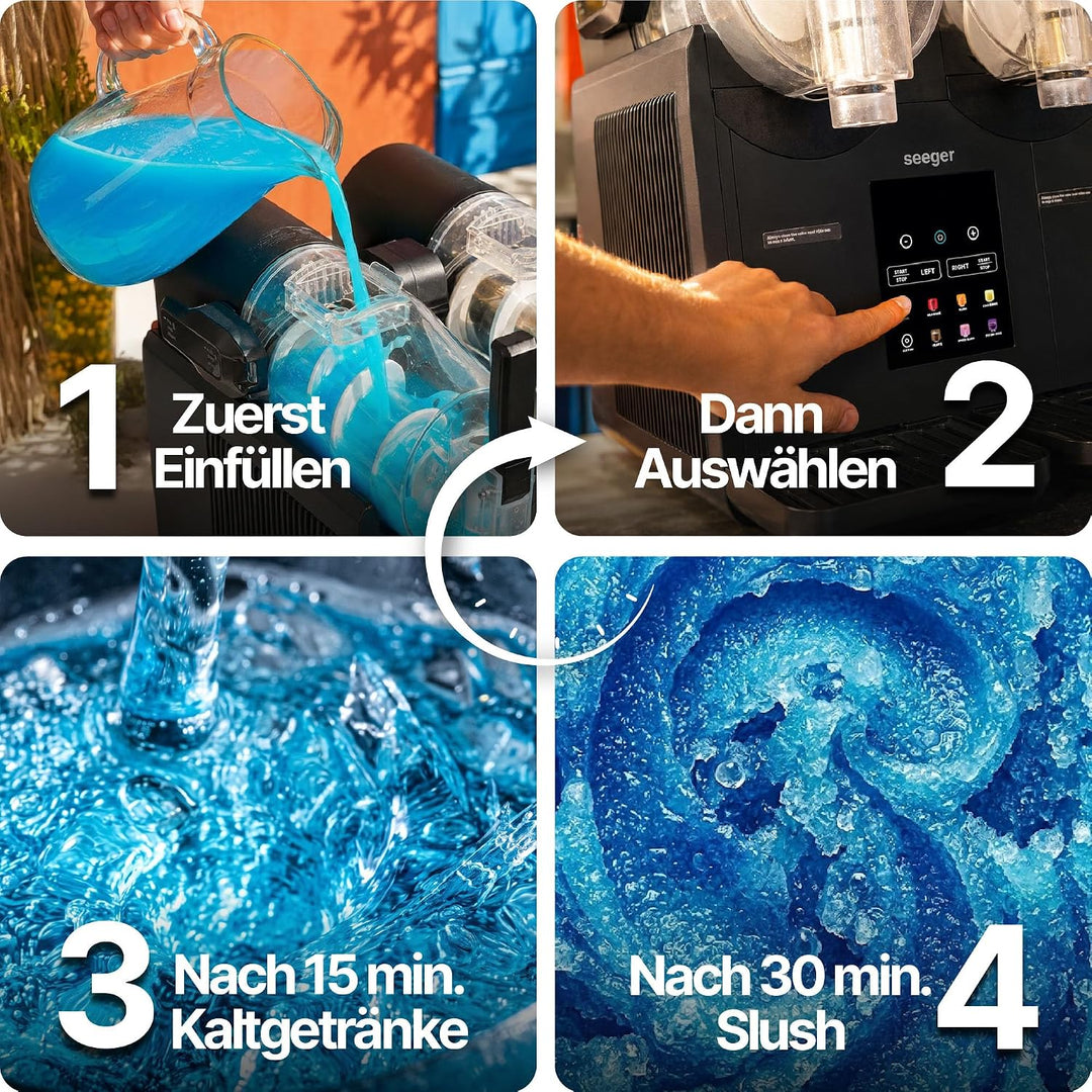 Seeger SuperSlush Twin, 4 Liter, Doppel Slush Maschine für zu Hause | 7 Smarten Programma, Automatis