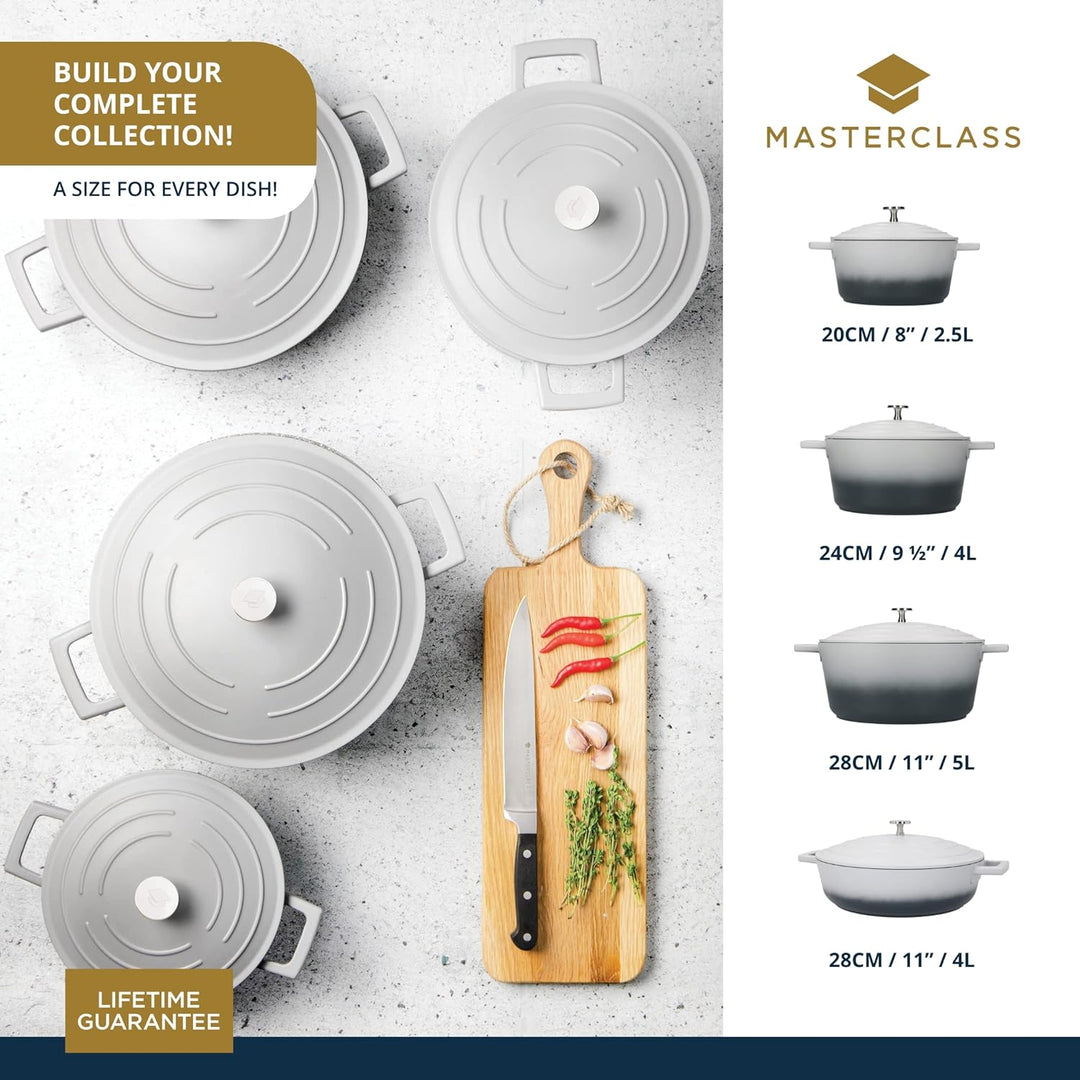 MASTERCLASS Leichte Auflaufform mit Deckel, Aluminium, Ombre Grau, 2.5L, 20cm, 2.5L, 20cm