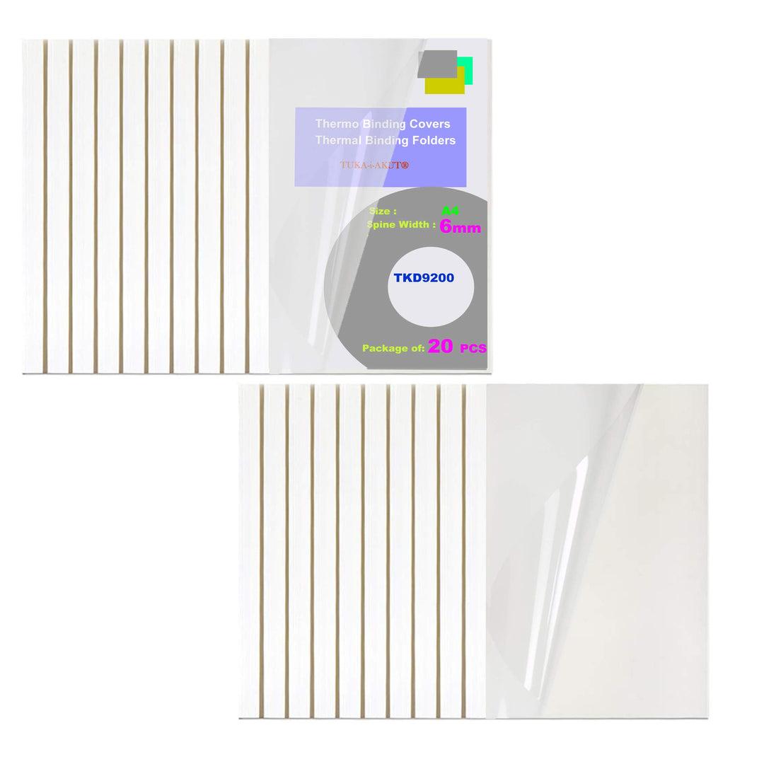 TUKA-i-AKUT [ 100x A4 6mm ] Thermobindemappen A4, Rückenbreite 6 mm, 100 Stück Thermo-Bindemappe für