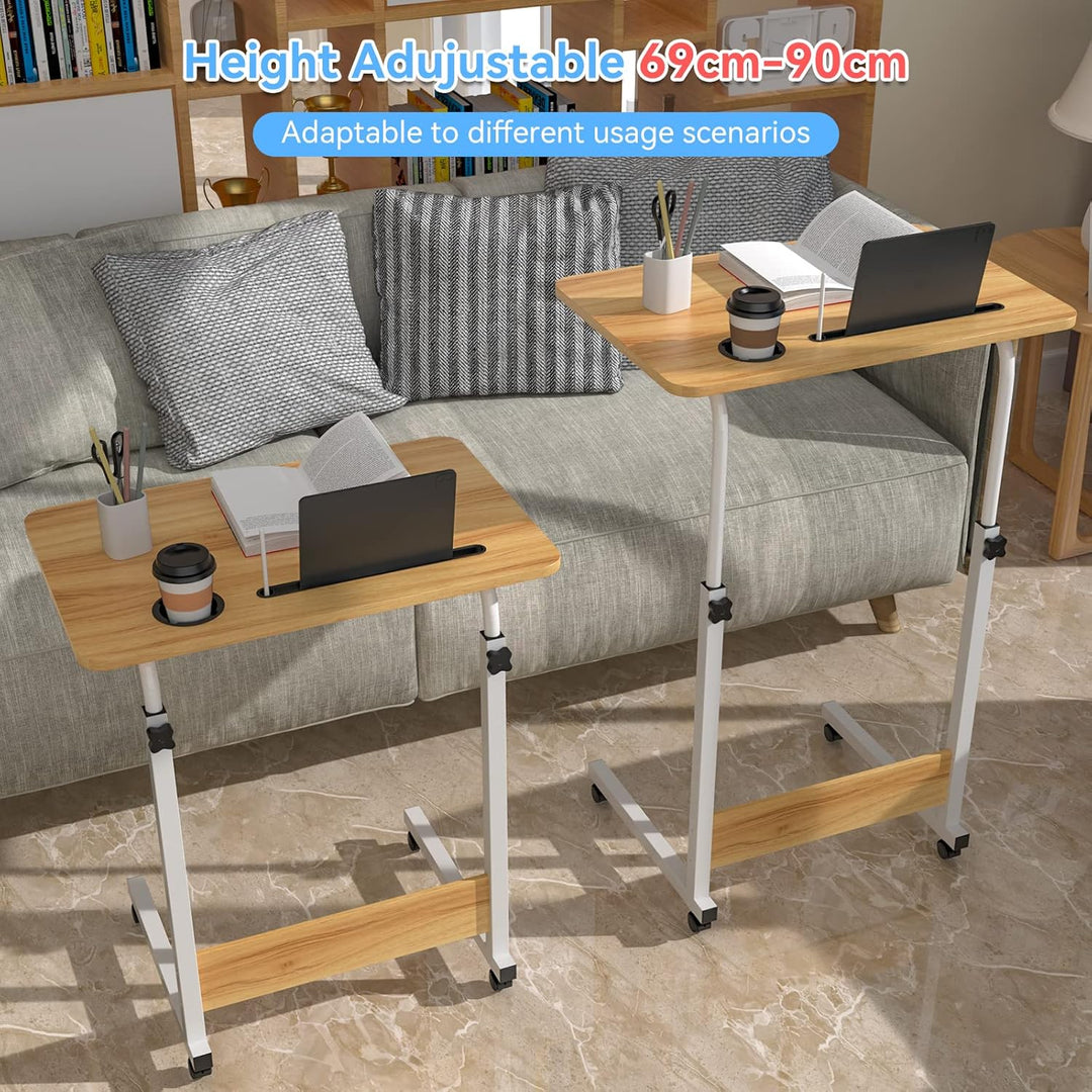 PIPIPOXER 60x40cm Laptoptisch mit Rollen, Laptoptisch höhenverstellbarer 69-90 cm, Schreibtisch Comp