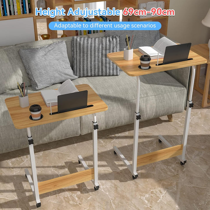 PIPIPOXER 60x40cm Laptoptisch mit Rollen, Laptoptisch höhenverstellbarer 69-90 cm, Schreibtisch Comp