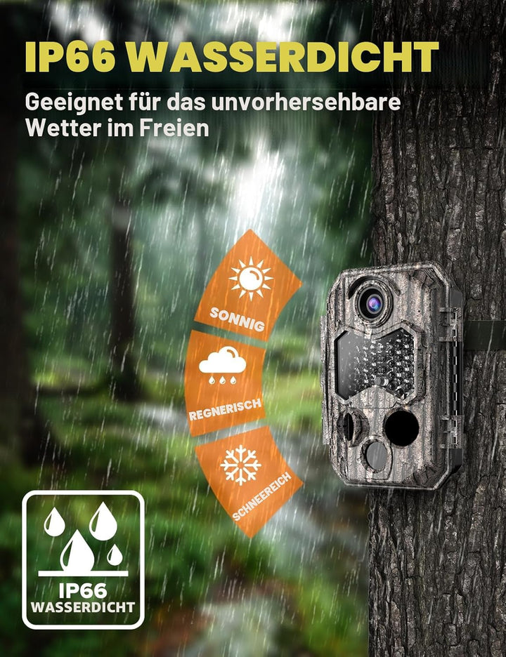 Wildkamera mit Handyübertragung App, 84MP 4K WLAN Wildkamera mit 8 AA-Batterien, 130 ° Weitwinkel Wi