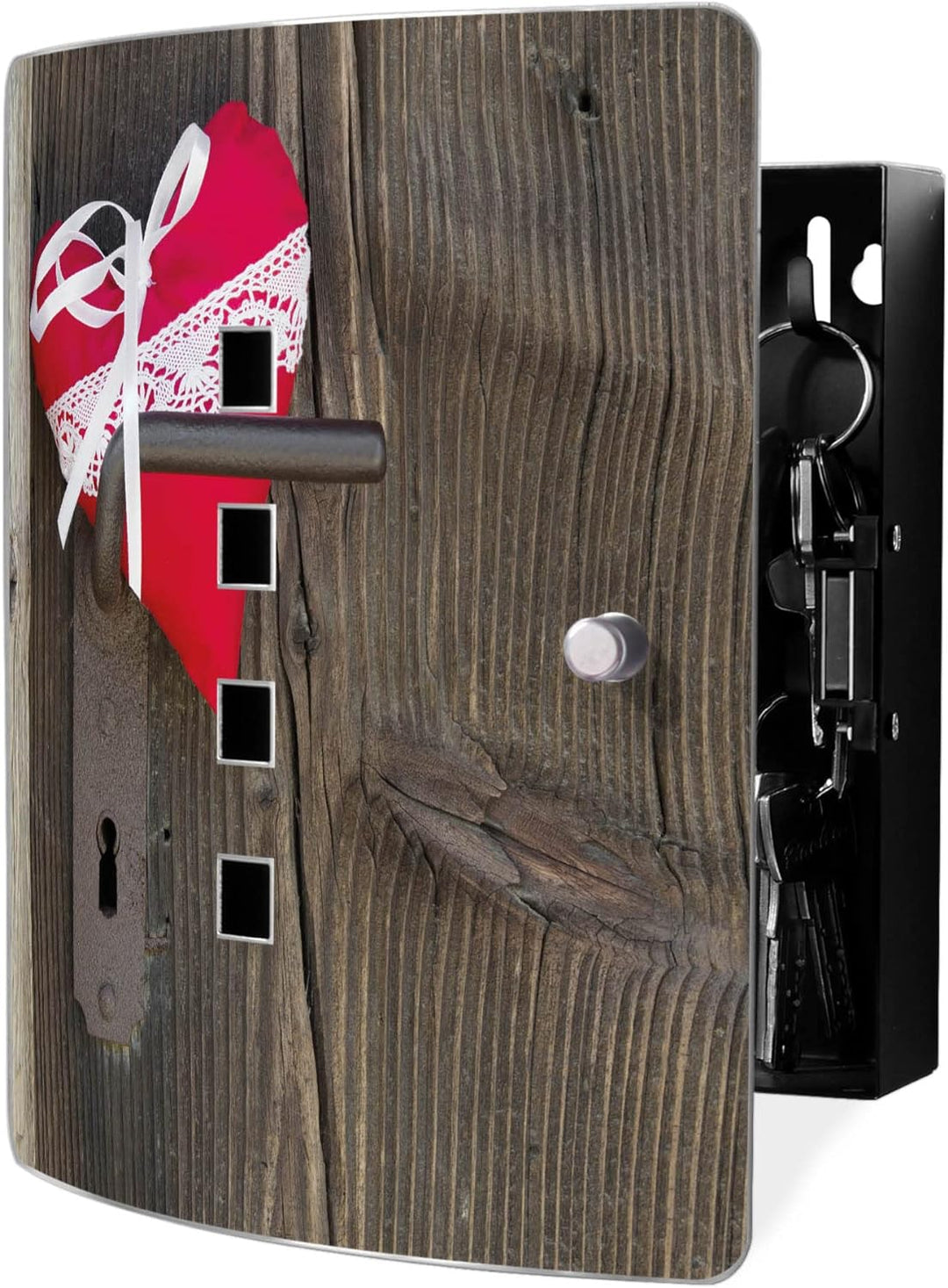 banjado® Design Schlüsselkasten aus Edelstahl Motiv Knock On Your Door für 10 Schlüssel - Schlüssels