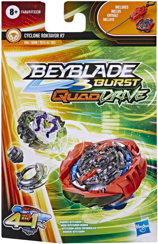 Hasbro Beyblade Burst QuadDrive Cyclone Roktavor R7 Starter Pack − Kreisel mit Starter