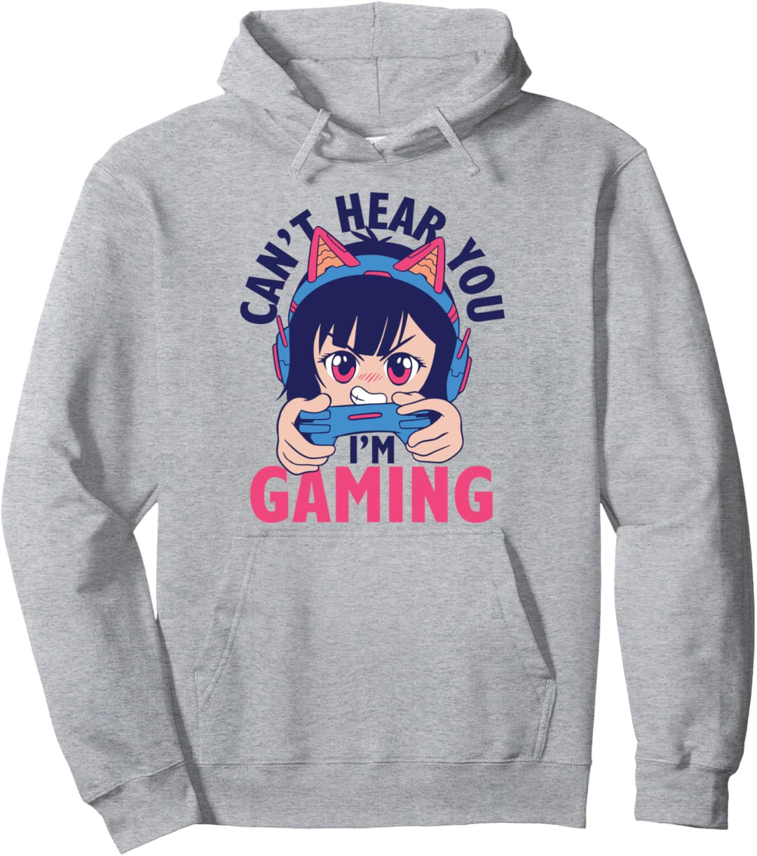 Can't Hear You I'm Gaming | Funny Anime Girl Gamer Gift Pullover Hoodie