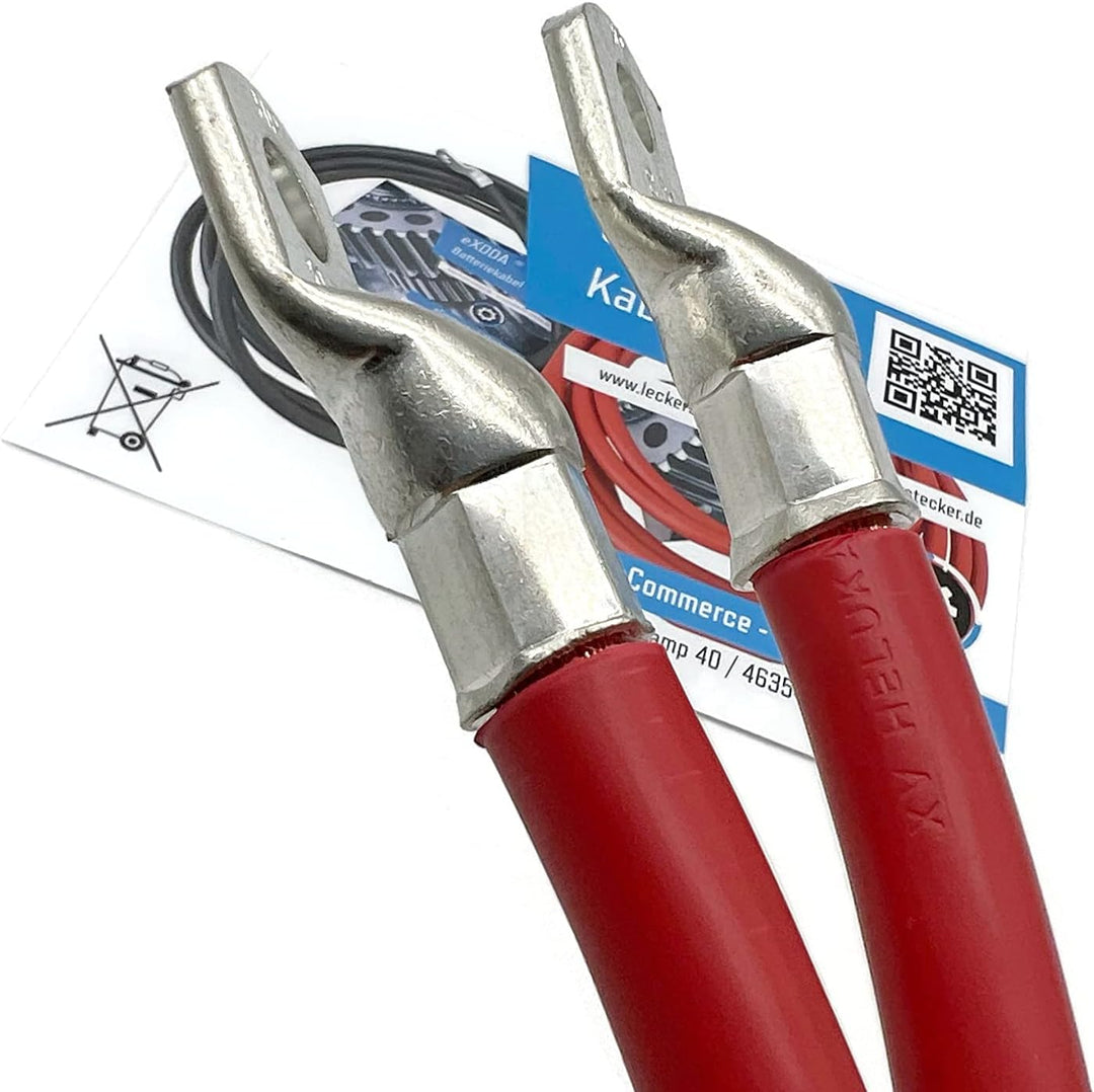 Exoda Batteriekabel 70 mm² 1,8m Kabelschuhe M8 und M10 Rot flexibles Kabel für Auto Boot Motorrad ma