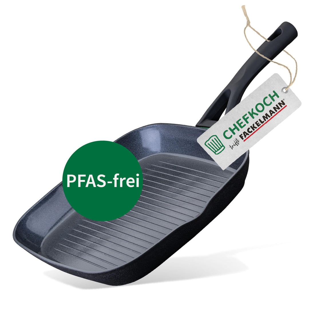 FACKELMANN Chefkoch trifft Keramik-Grillpfanne Hamburg – Hochwertige 28 cm Antihaft-Pfanne aus recyc