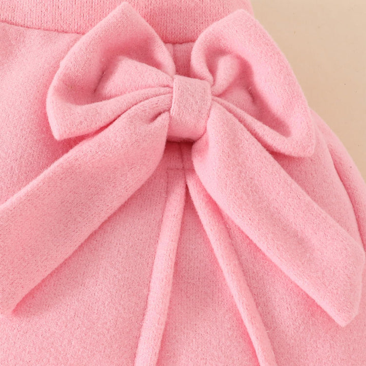 Kleinkind Baby Mädchen Outfits Rüschenärmel Gestrickt Bowknot Shirt + Elegant Mini Rock+ Baskenmütze