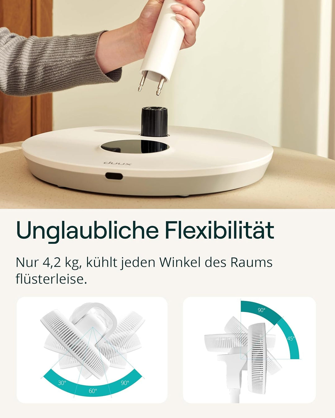 Duux Whisper Flex 2 Ventilator – Ultra Leise 13 dB – Nachtmodus & Timer – Höhenverstellbar (54–92 cm