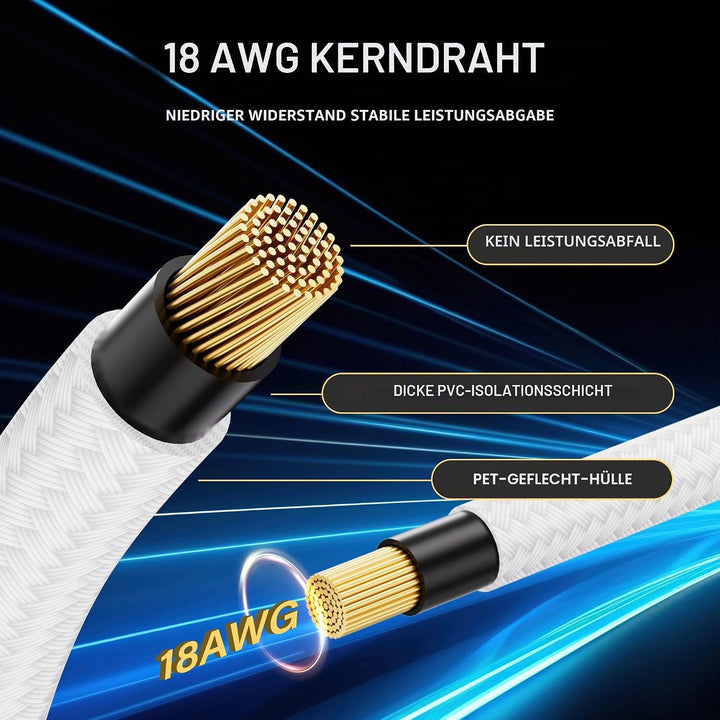Verlängerungskabel-Adapter ATX 8-polig auf ATX 8-polig (6+2) Stecker, Weiss, für PC Build, High-End-