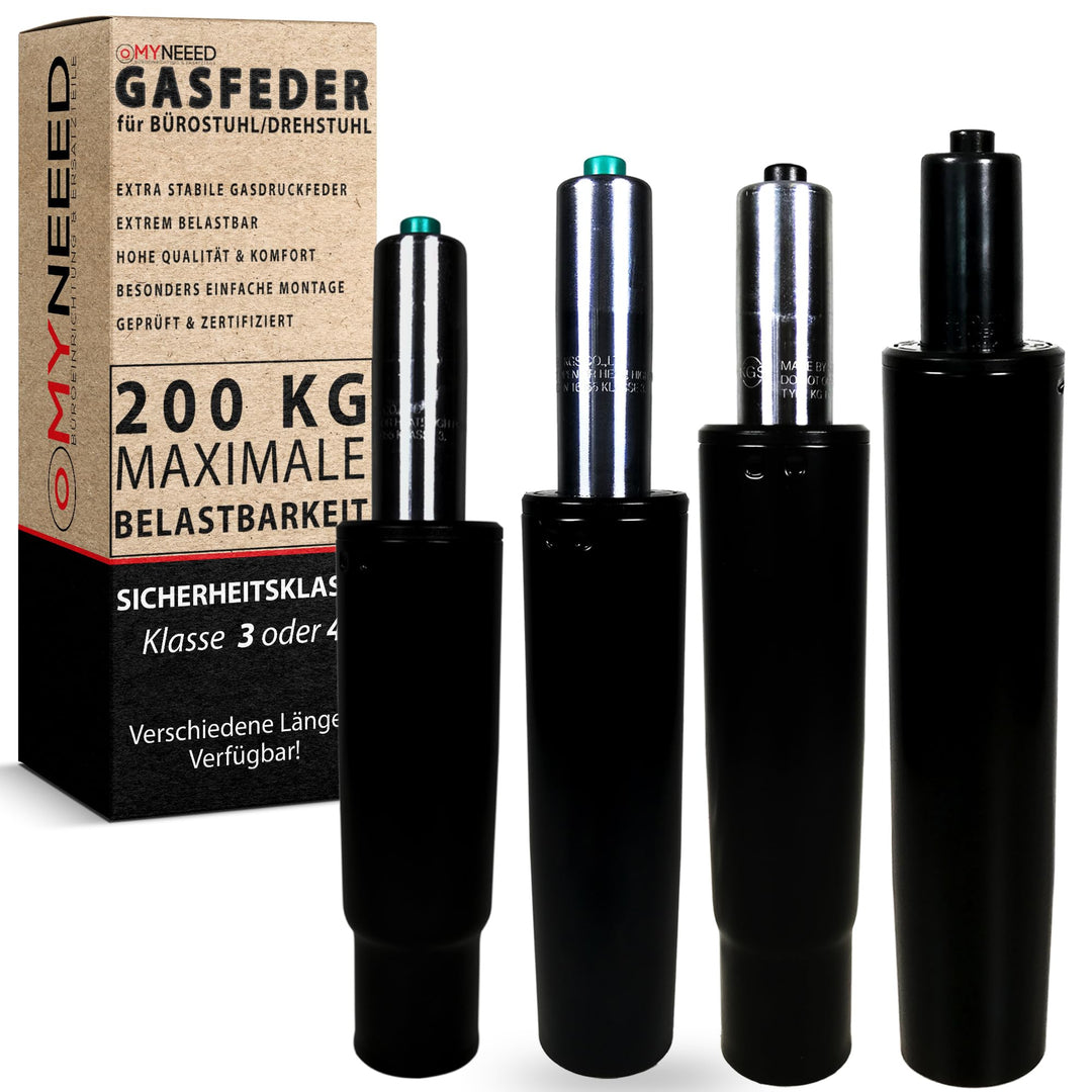 MYNEEED Bürostuhl Gasfeder - Gasdruckfeder Belastbar bis 200 kg - Gasdruckdämpfer für Drehstuhl, Che