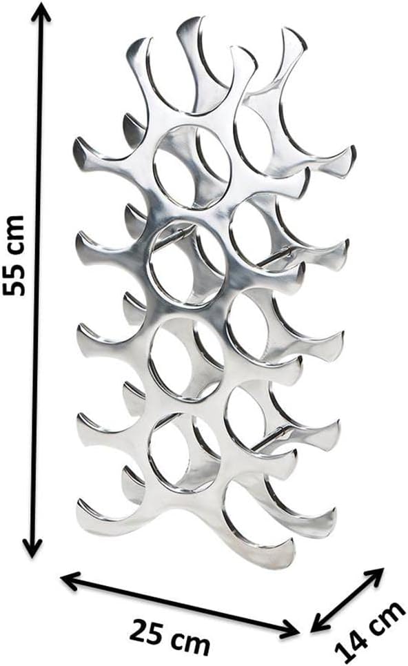 Kobolo Weinregal Flaschenregal Circle - für 15 Flaschen - Metall poliert - modern - Silber 25x14x55