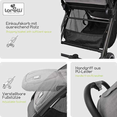 Lorelli Kinderwagen Quick, Sport Buggy klein zusammenklappbar, Einhand-Klappsystem in Sekunden, Nur