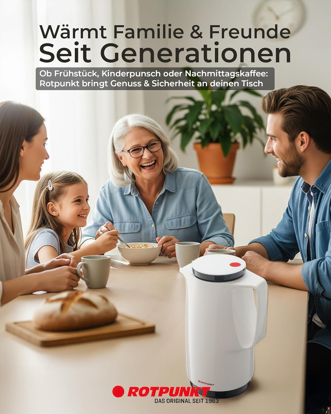 ROTPUNKT Isolierkanne 760 Maxima 1,0 l | Zweifunktions-Drehverschluss | BPA-frei - gesundes Trinken