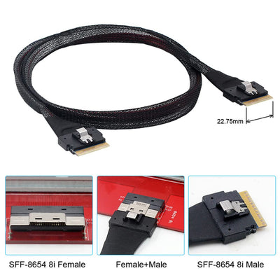 NFHK PCI-E Slimline SAS 4.0 SFF-8654 8i 74pin Host auf SFF-8654 74pin Slim SAS Target Kabel 50cm SFF