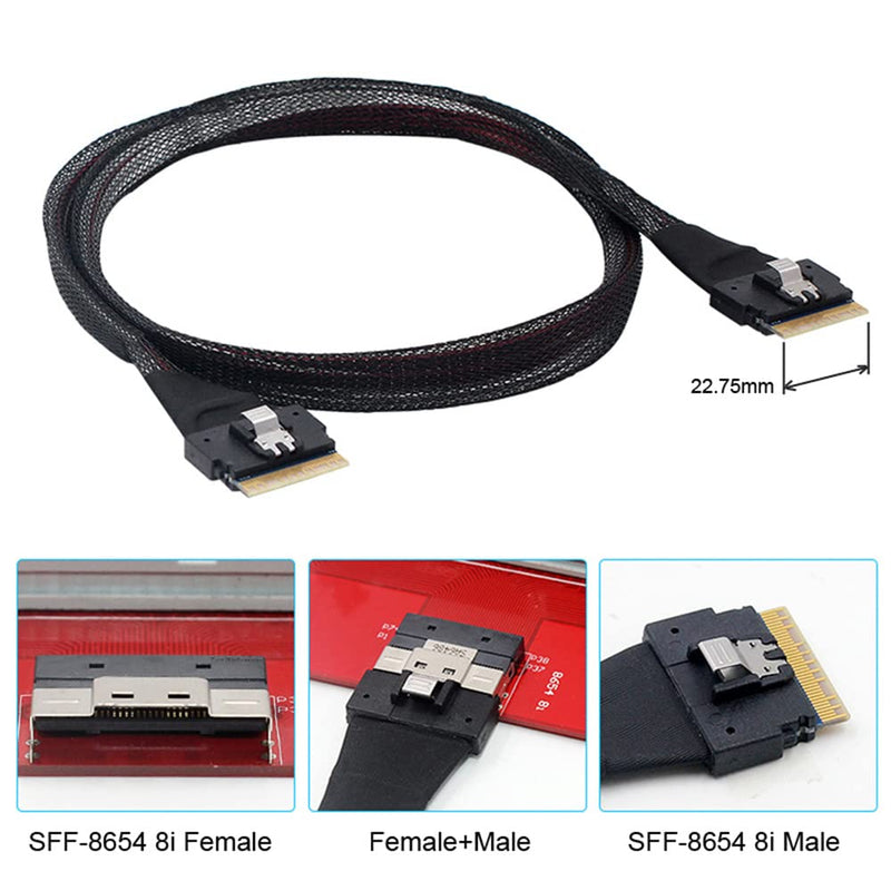 NFHK PCI-E Slimline SAS 4.0 SFF-8654 8i 74pin Host auf SFF-8654 74pin Slim SAS Target Kabel 50cm SFF