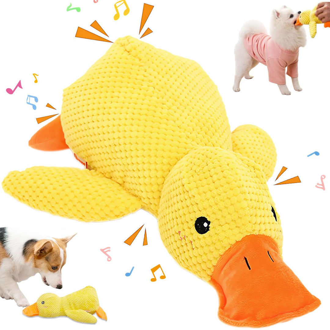 Interaktives Hundespielzeug Unzerstörbar, Anti Stress Ente Hund, Quietschspielzeug Hund Kuscheltier,