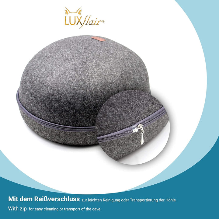 Luxflair stabile Filz Katzenhöhle HxBxT: 25x46x51cm, waschbares Kissen, moderner Cube, Kuschelhöhle