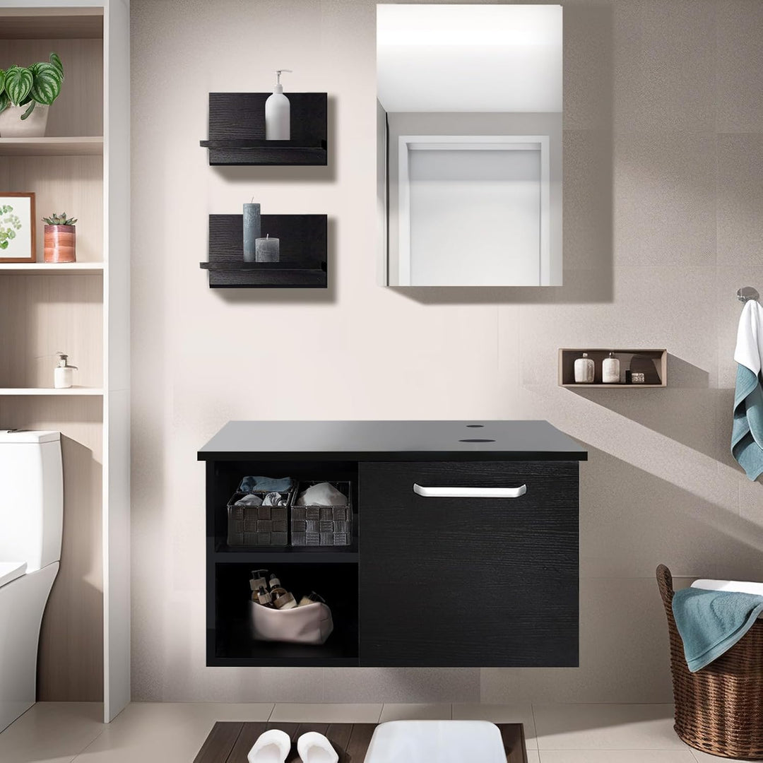 YU YUSING Badmöbel Set Waschbeckenunterschrank Badezimmerschrank mit Unterschrank Spiegel, Badezimme