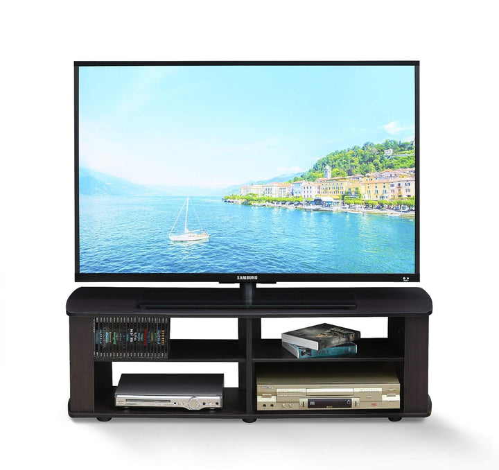 Furinno Nelly Entertainment Center TV-Ständer, Dunkle Walnuss, 110 (B) x 34 (H) x 33.3 (T) cm, Dunkl