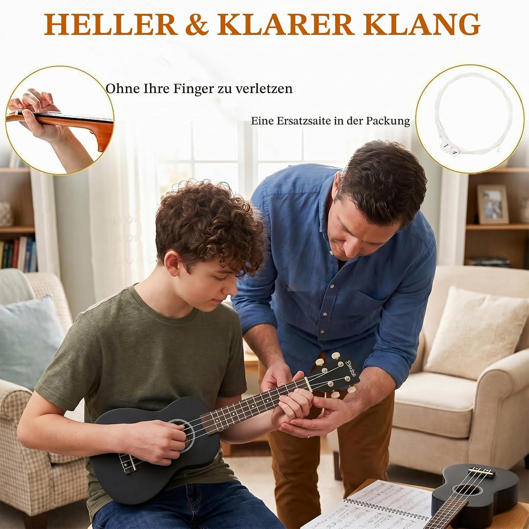 Everjoys Sopran Ukulele Set für Kinder und Erwachsene 21 Zoll Ukulele Starter Kit mit Tasche, Tuner,