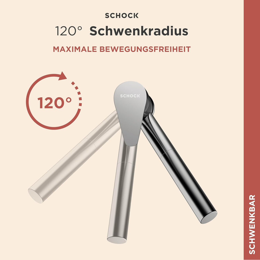 SCHOCK Küchenarmatur Evinas Edelstahl – Hochdruck Armatur mit ausziehbarer Schlauch-Brause und Umsch