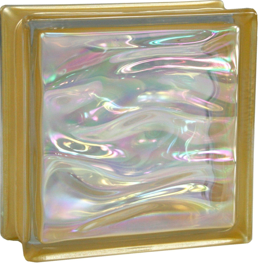 Fuchs Design 6 Stück Glassteine BM Glassteine AQUA Perlmutt Gold Glasstein einseitig satiniert 19 x