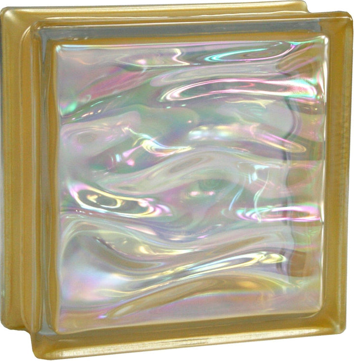 Fuchs Design 6 Stück Glassteine BM Glassteine AQUA Perlmutt Gold Glasstein einseitig satiniert 19 x