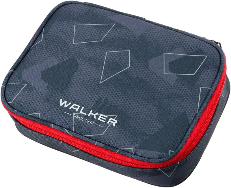 Walker 49114-376 - Schlamperbox Big "Grey Polygon", Federmappe mit grossem Hauptfach, doppelseitiger