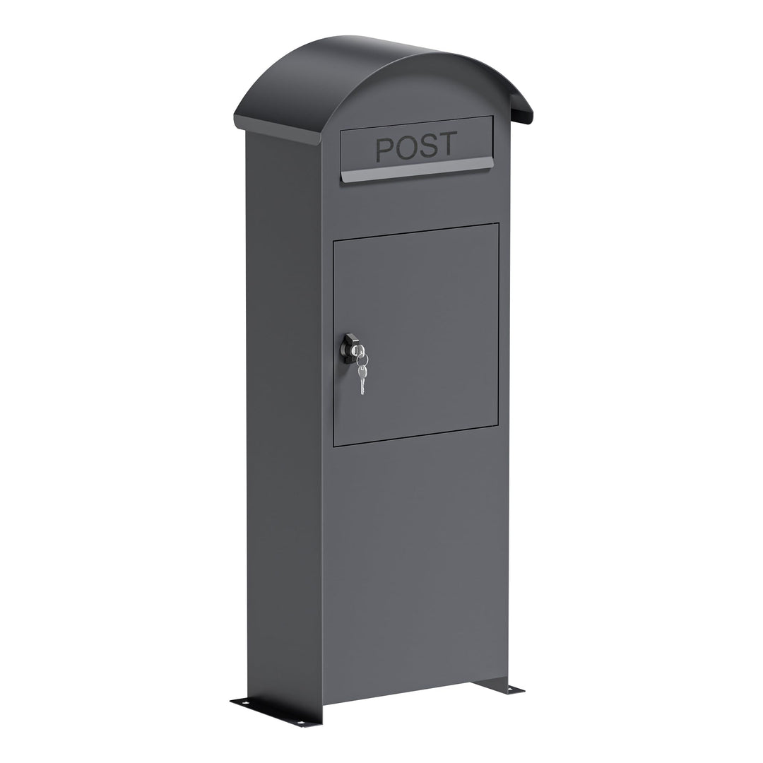 Wiltec Briefkasten grau 420 x 240 x 1020 mm, Standbriefkasten zur Bodenmontage mit Schloss, abschlie
