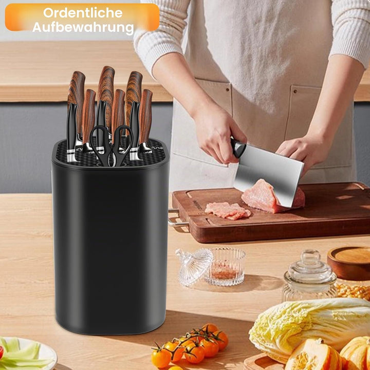 Messerblock Ohne Messer Schwarz Knife Holder, Universal Küchenmesser Block mit 21 Schlitzen und Abfl