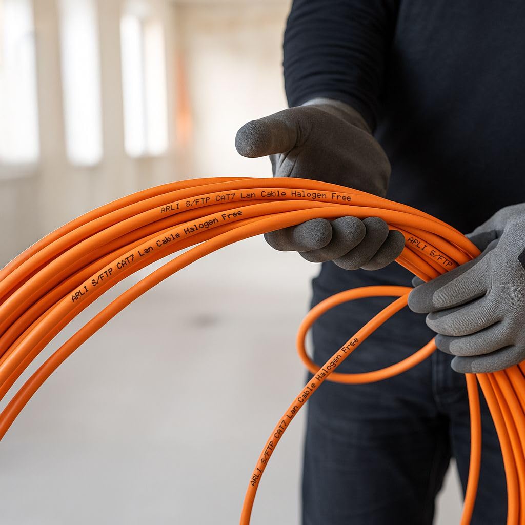 ARLI Cat7 Verlegekabel 100 m Netzwerkkabel inkl. Abisoliermesser CAT.7 LAN Halogenfrei Installations