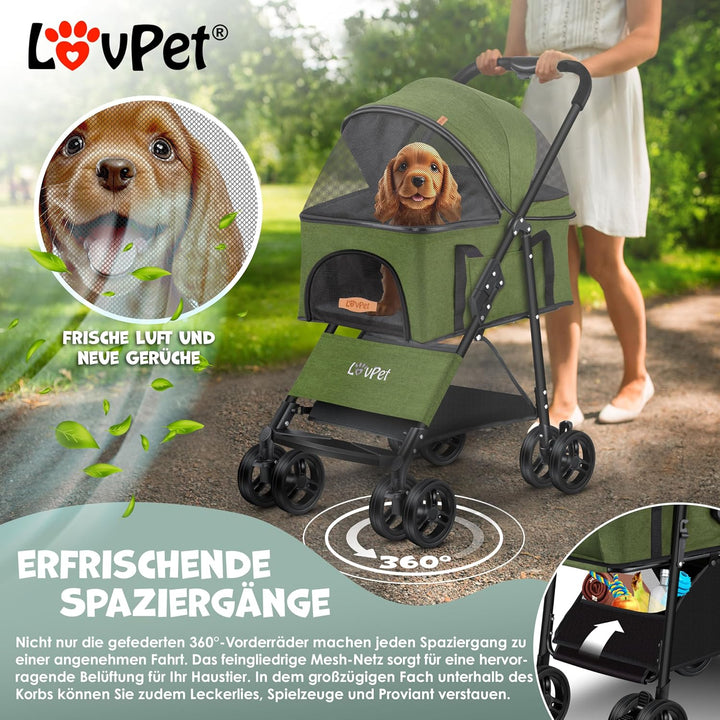 LOVPET® Hundewagen 2in1 Hundebuggy Hundebox Transporttasche Faltbar klappbar bis 20kg Haustiere Bugg