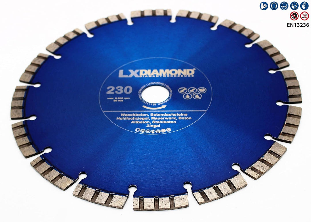 LXDIAMOND Diamant-Trennscheibe 230mm x 22,23mm Diamantscheibe für Stein Beton Stahlbeton Mauerwerk W