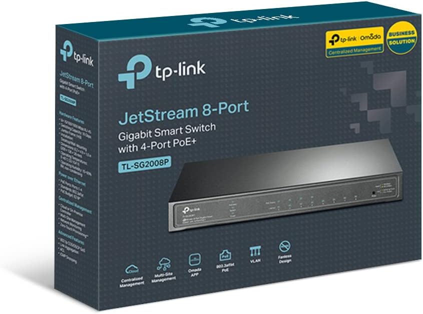 TP-Link Jetstream 8-Port Gigabit Smart Switch with 4-Port PoE+(TL-SG2008P)