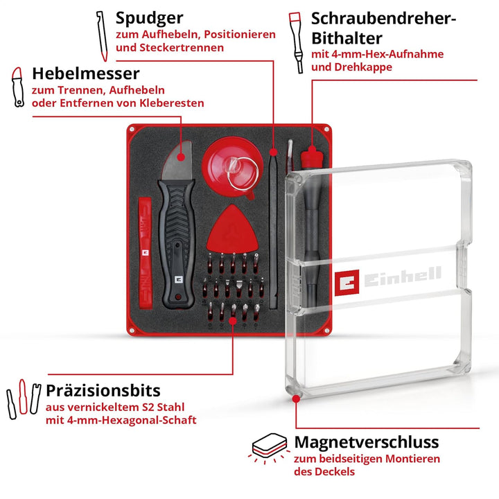 Original Einhell 28-tlg. Präzisions- und Elektronik-Reparatur-Set (Präzisionsbits, Schraubendreher-B