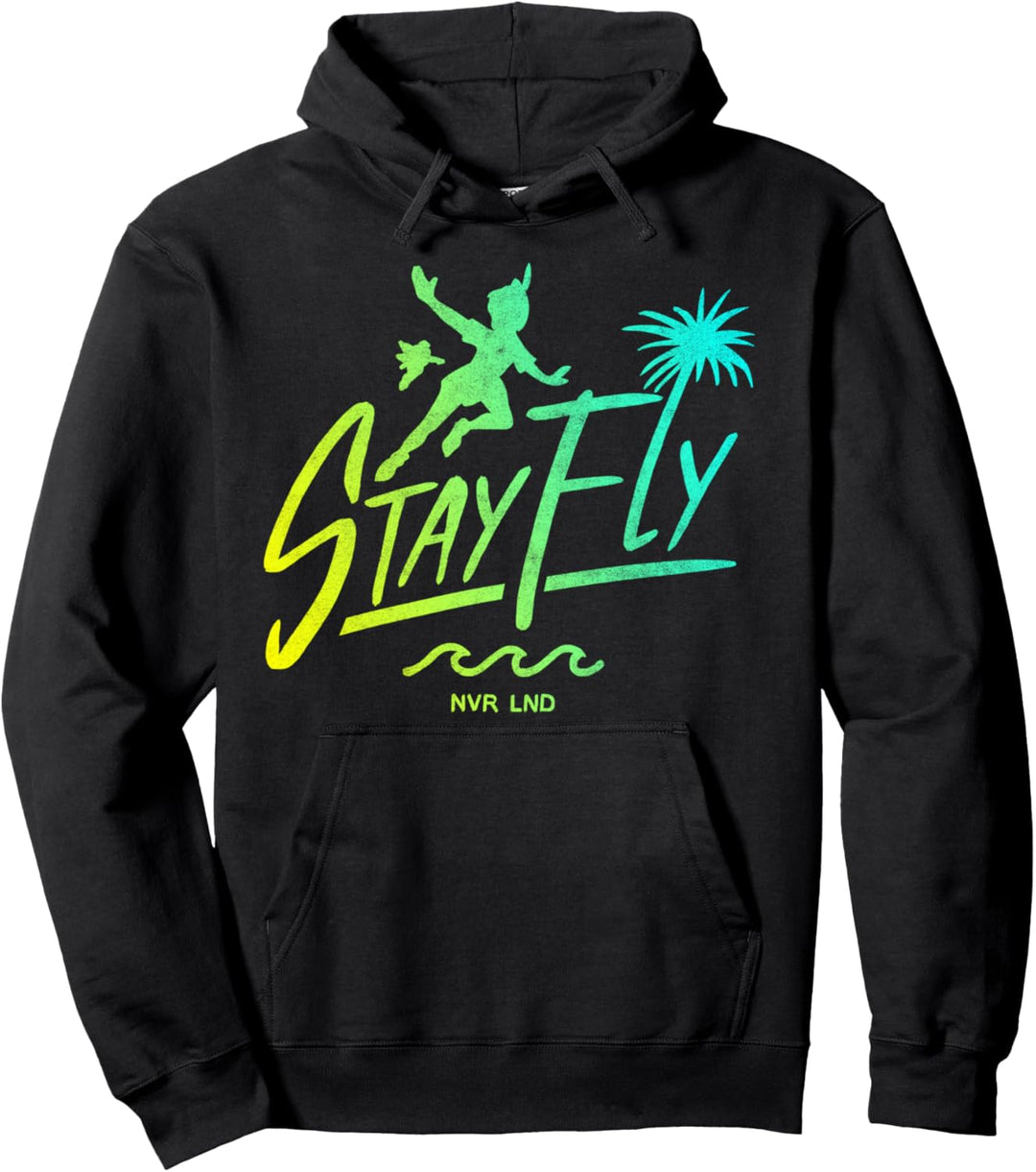Disney Peter Pan Stay Fly Text Silhouette Poster Pullover Hoodie