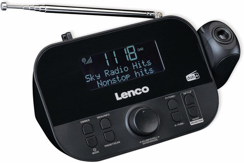 Lenco CR-615 DAB+ Projektionswecker - Digitales Uhrenradio mit DAB+ und PLL FM - 30 Senderspeicher -