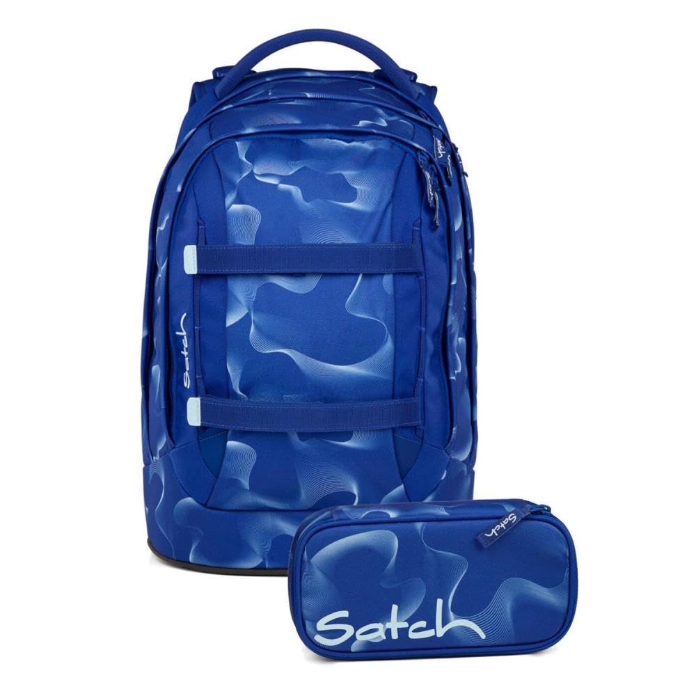 Satch pack Schulrucksack Set 2tlg. inkl. Schlamperbox (Vibrant Blue), Vibrant Blue