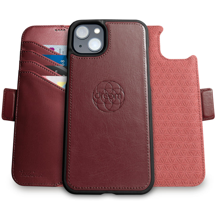Dreem Fibonacci iPhone 15 Brieftaschen-Etui / 2-in-1 stossfestes Etui und abnehmbares Folio aus vega