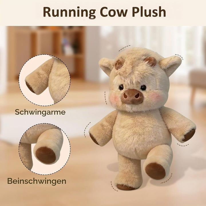 Running Cow Plush 45cm, Niedlich Wildschwein Stofftier, Laufendes Kuscheltier, Running plushies, Kuh